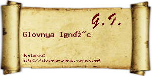 Glovnya Ignác névjegykártya